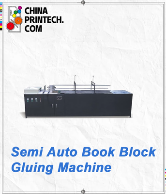 縫製本用の半自動ブックブロック糊付け機、冷間接着剤ローラー、フィードプレスは冷間接着剤を適用し、熱風吹き込みにより効率が向上します