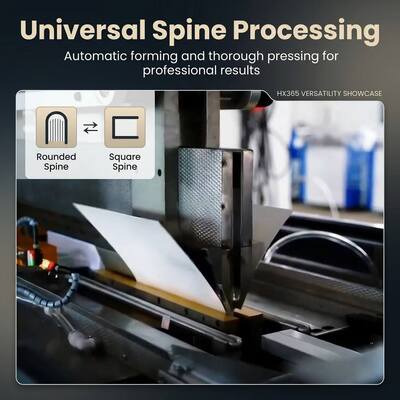 不規則な穴あき表紙用部分糊付けシステム付きHX365製本機